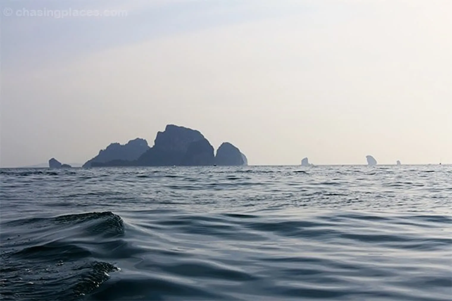 The picturesque limestone karts on the way from Ao Nang to Railay Beach