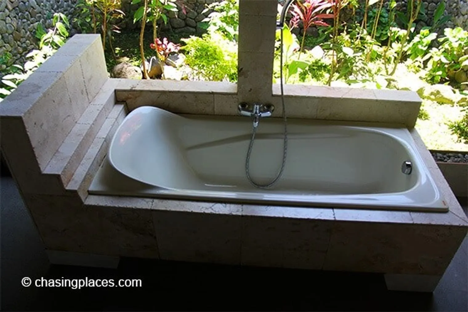 The outdoor bathtub is a great-addition to the rooms at Rinjani Lodge
