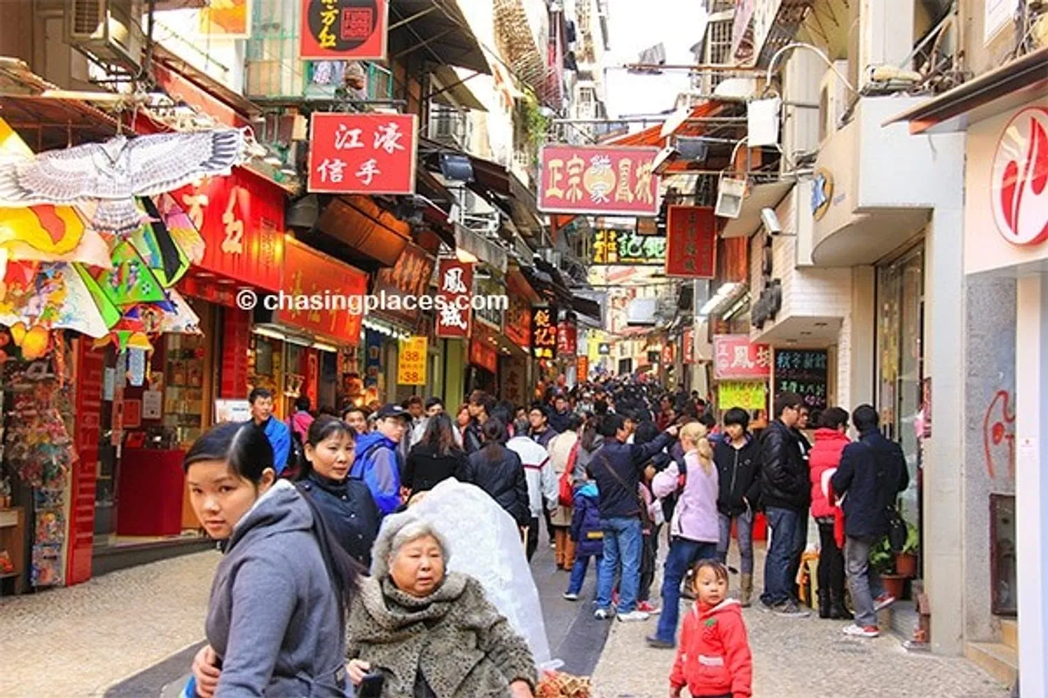 The pedestrian street leading up the Ruins of St Paul's