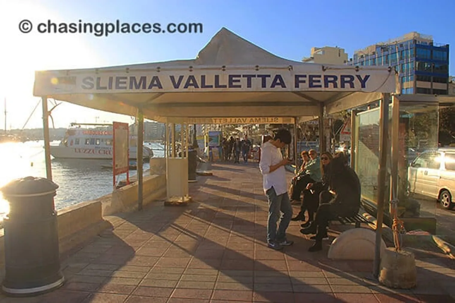 The public ferry kiosk in Sliema.