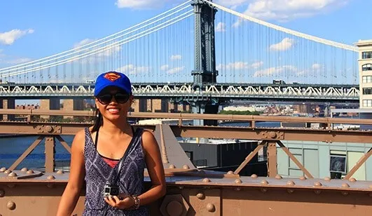Pat on the Brooklyn Bridge in New York