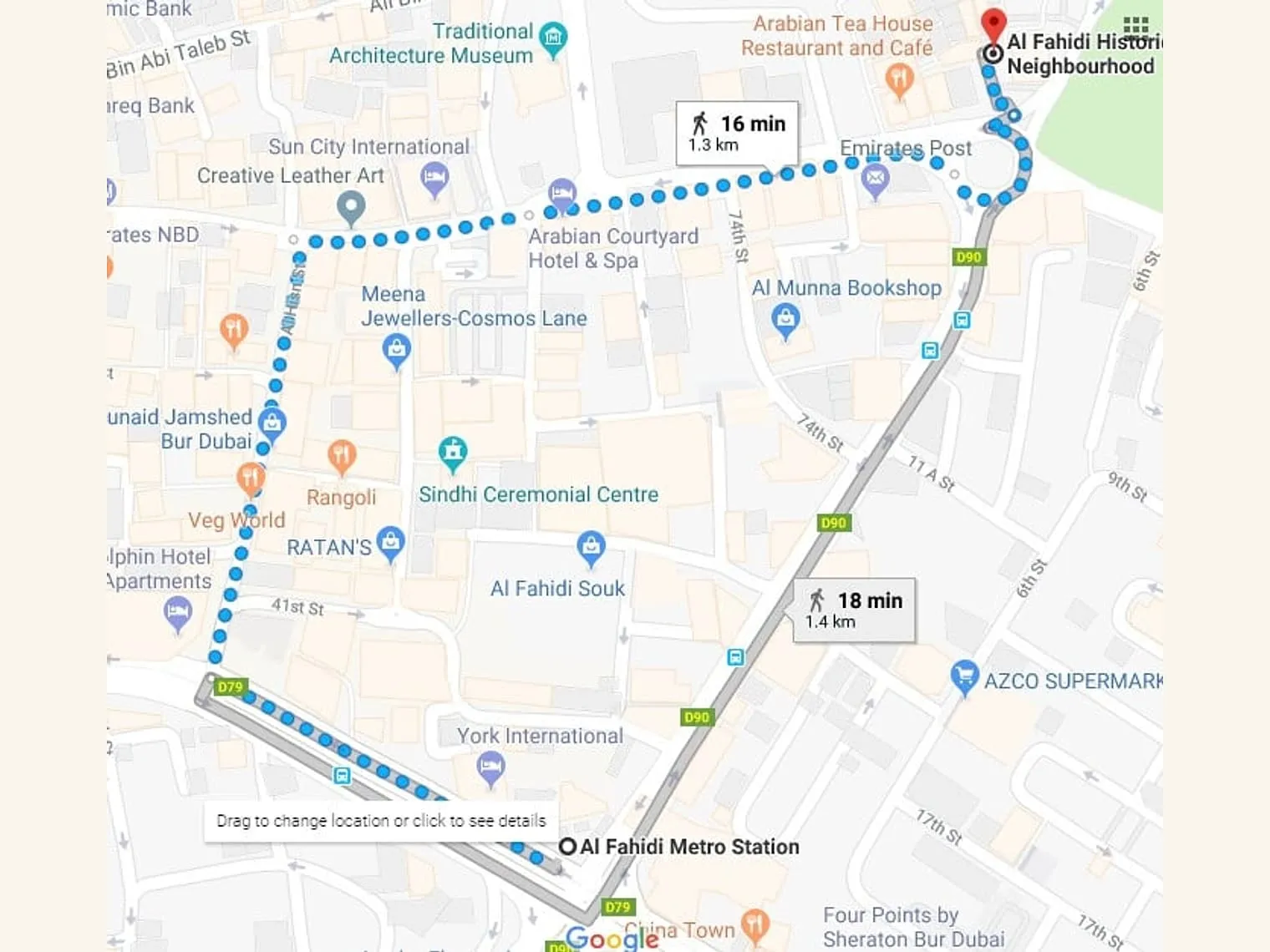 Al Fahidi Metro to Al Fahidi Historical District