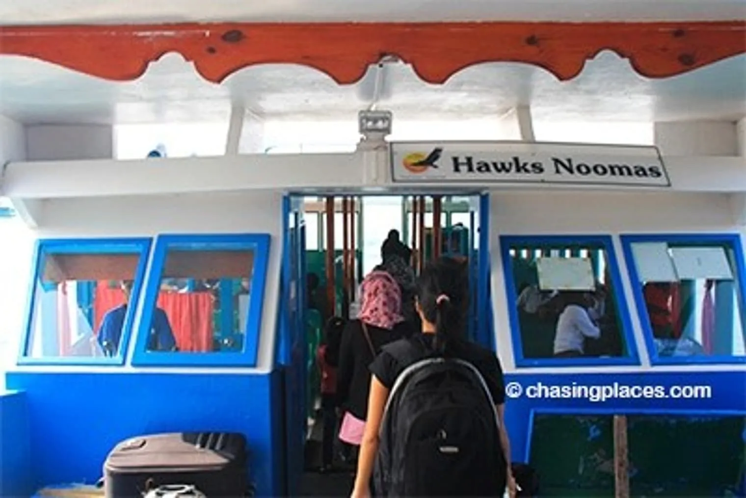 Boarding the ferry to Villingili Island