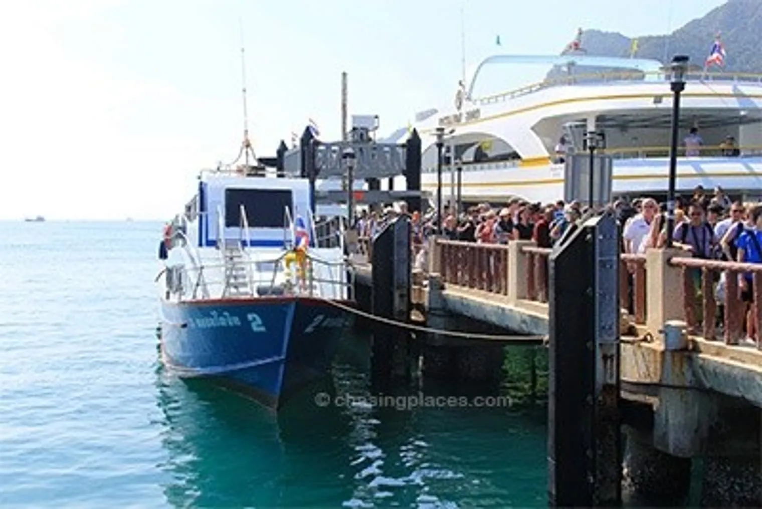 Arriving at Koh Phi-Phi’s pier after the 1-h and 45 -minute ferry ride.