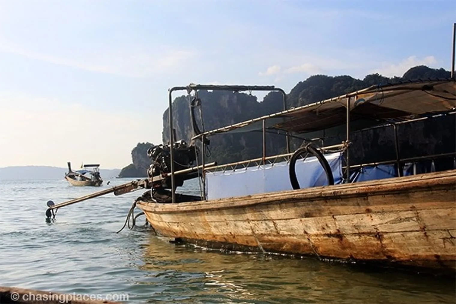 A longtail boat at spectacular Railay Beach