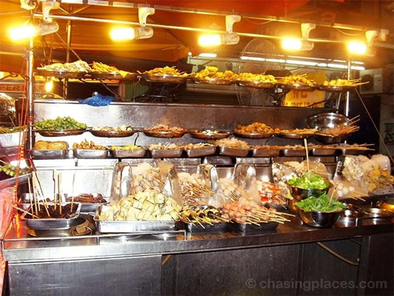 The wide selection of food sold at Petaling Street, Kuala Lumpur