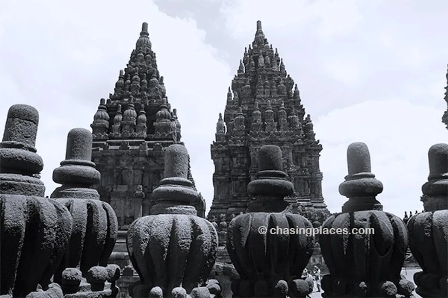 Looking from one temple at Prambananto another.