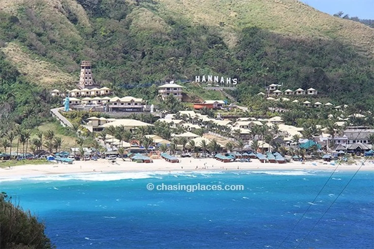 The view of Blue Lagoon from the road adjacent to the zipline