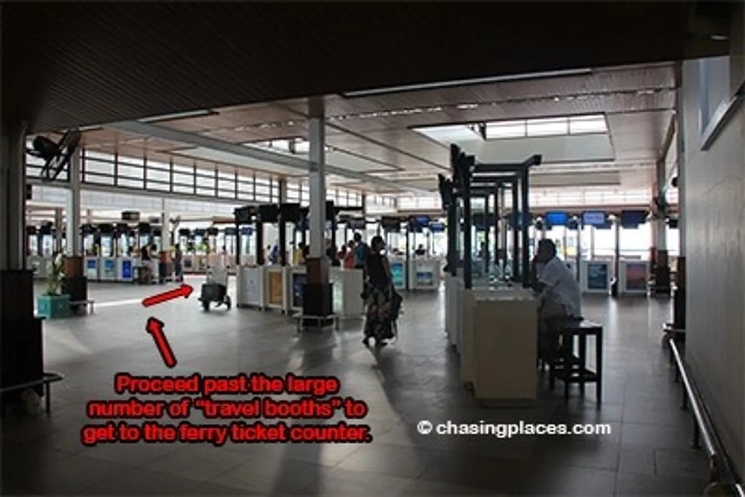 Don’t be overwhelmed by the large array of booths at the airport