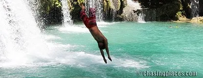 Airborne at the Cambugahay Falls, Siquijor Island, Philippines