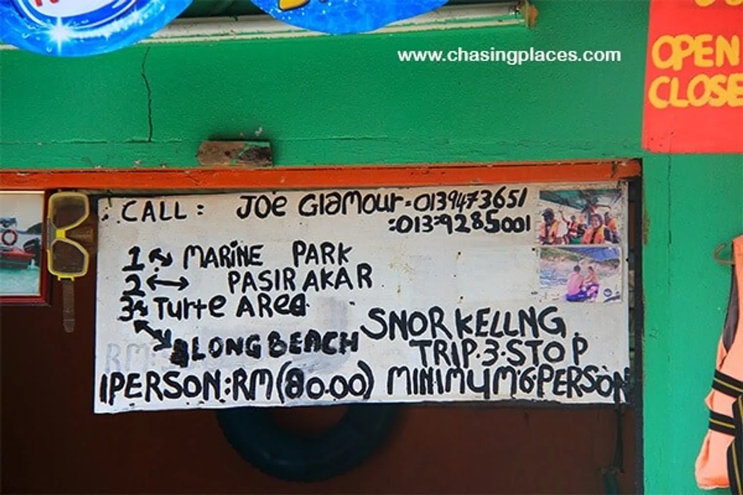 Local signs, by local islanders.