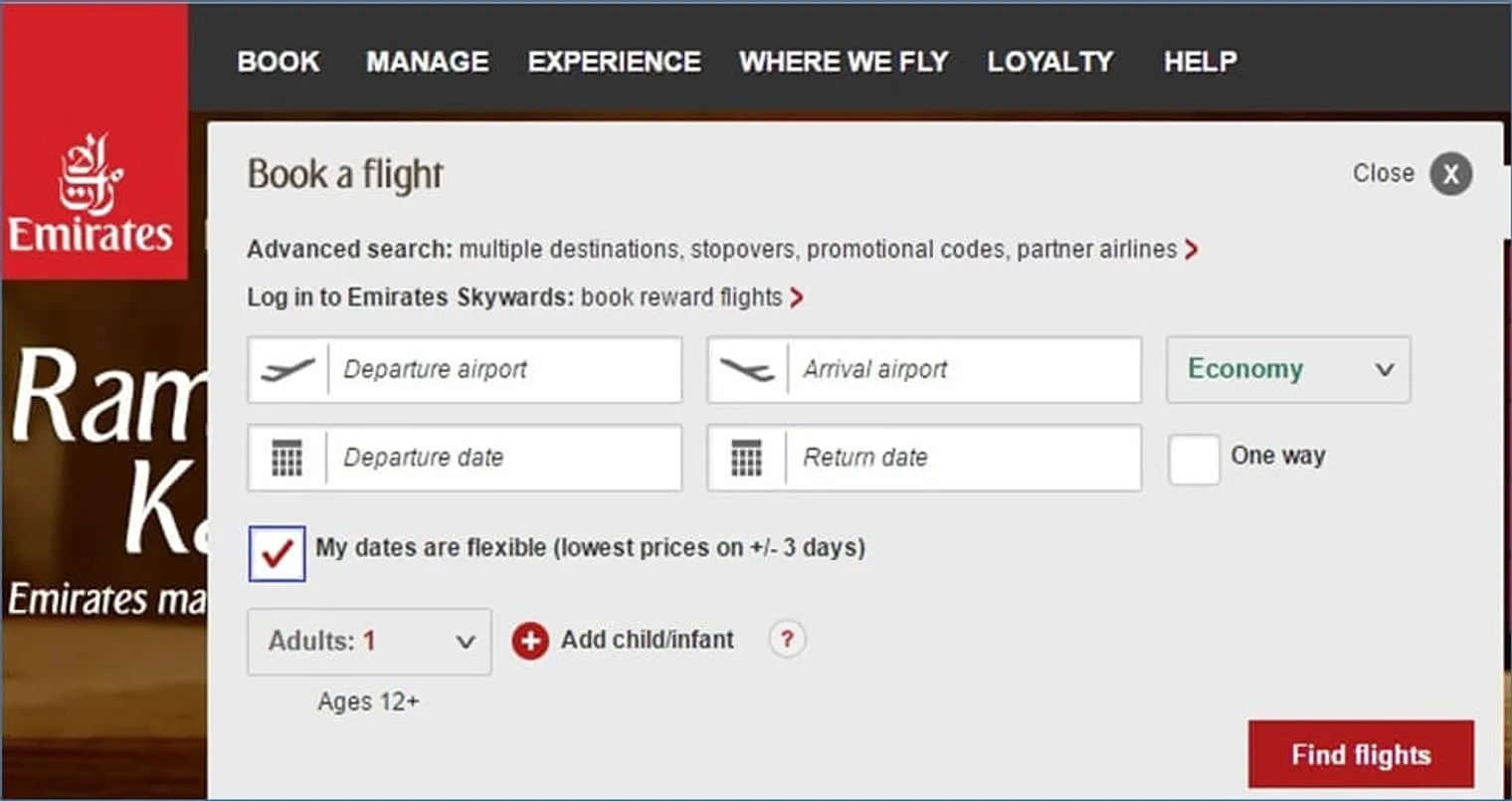 Choose the ‘flexible dates’ option to get the cheapest flight prices