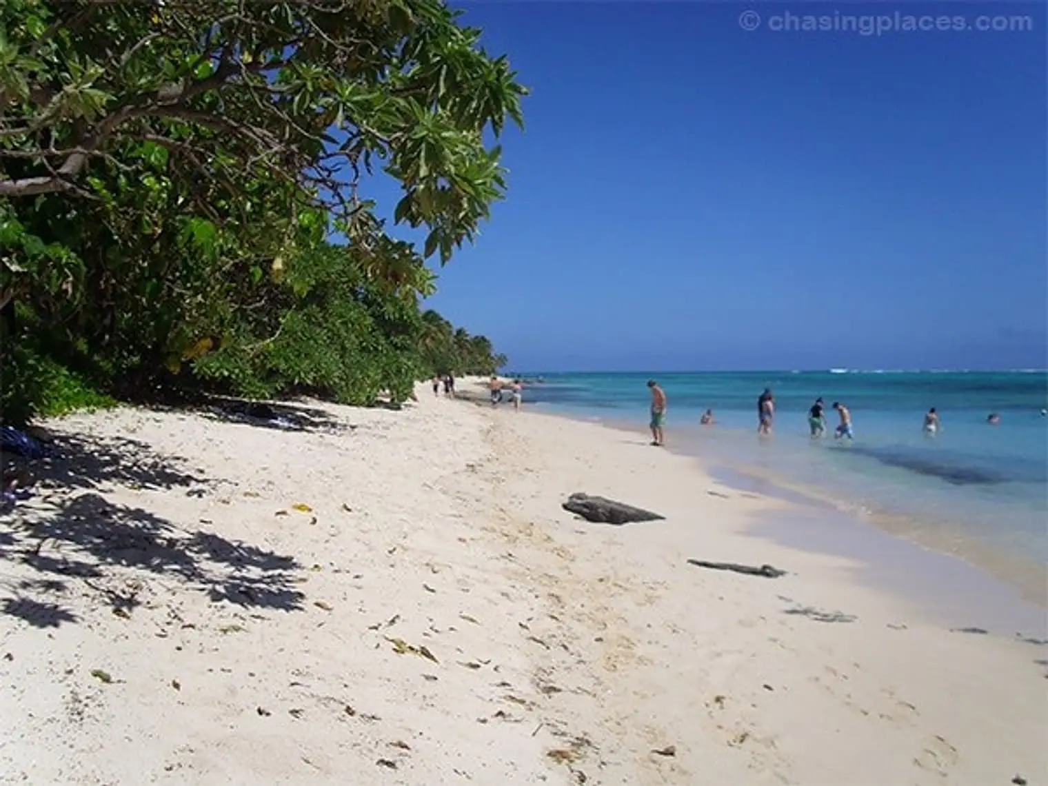 The powdery white sand beach of Mystery Island